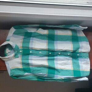 J CREW Women's Green Flannel Cotton Shirt Button Front Tops sz Medium